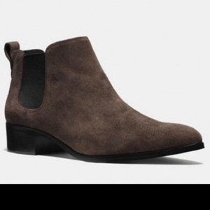 COACH Womens Size 7.5 Suede Chelsea Booties Mink BROWN Ankle Boots AUTHENTIC